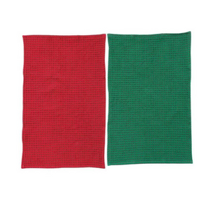 Waffle Weave Towel Set, Red & Green