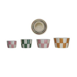 Painted Check Nesting Bowls, Set of 4