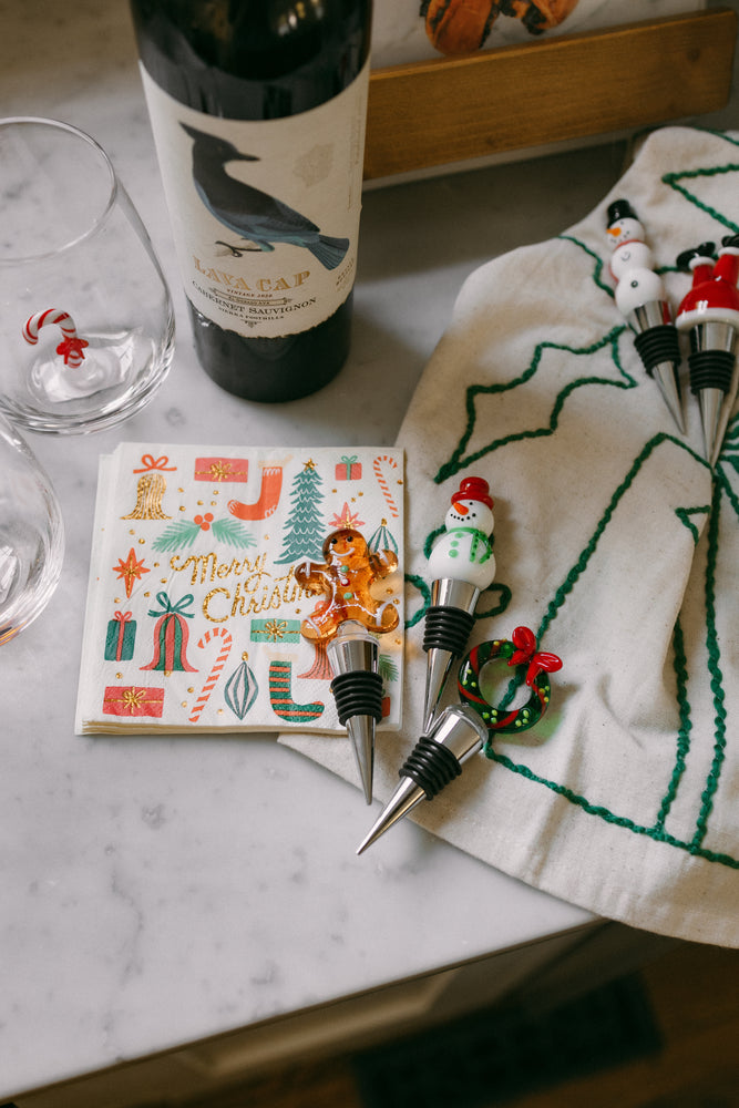 Glass Holiday Wine Stopper