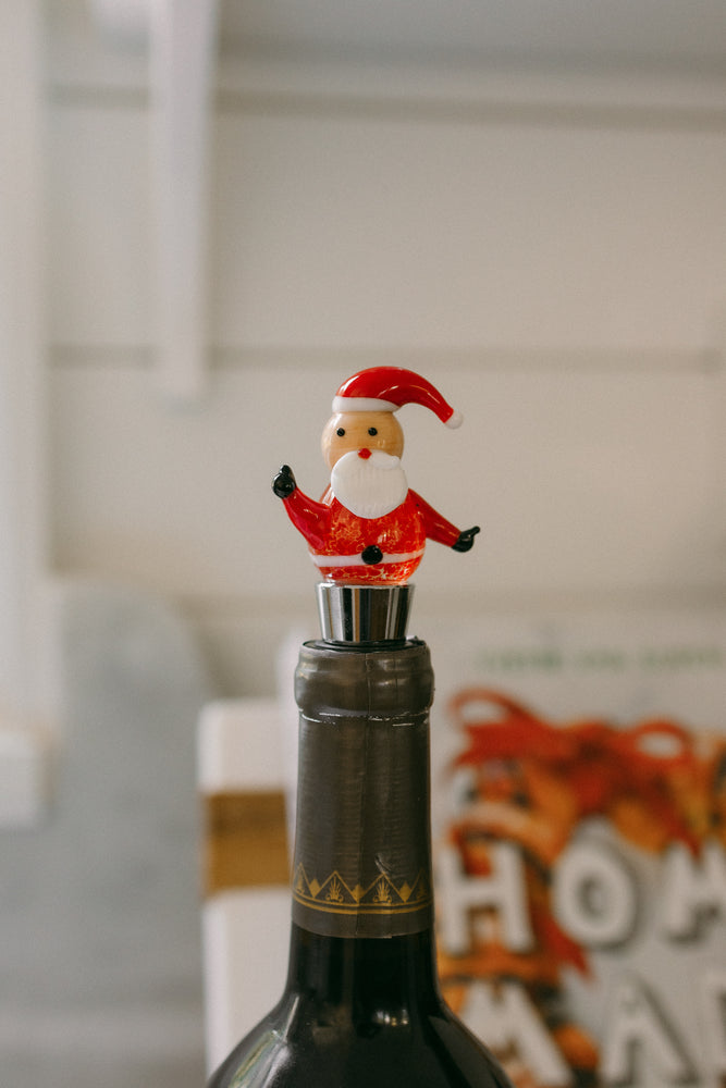 Glass Holiday Wine Stopper