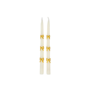 Gold Bow Taper Candles