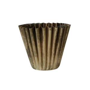 Large Fluted Metal Planter