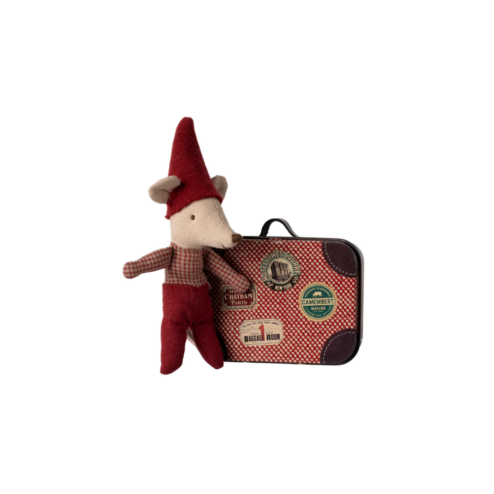 Baby Christmas Mouse with Suitcase