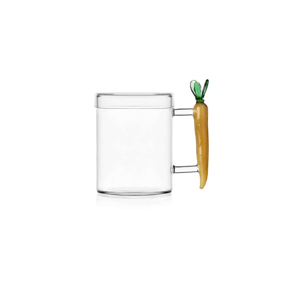 Carrot Glass Mug with Lid