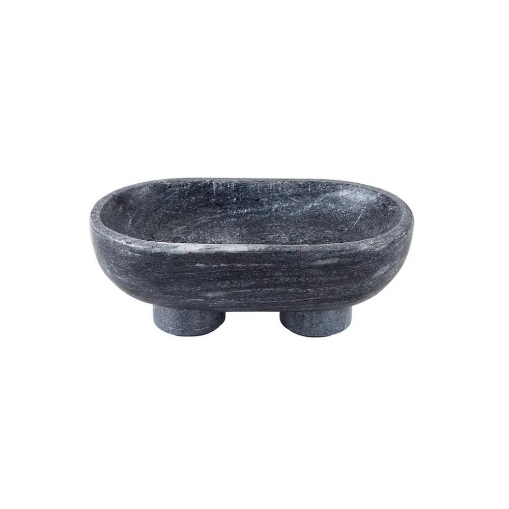 Charcoal Marble Footed Bowl