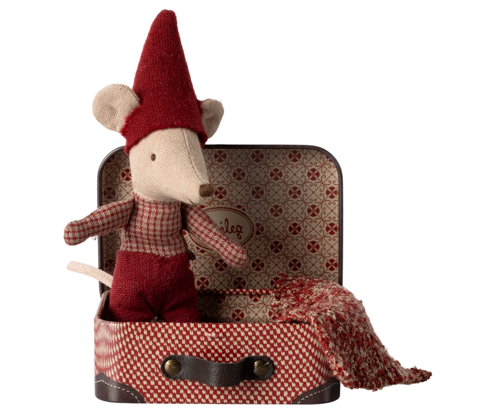 Baby Christmas Mouse with Suitcase