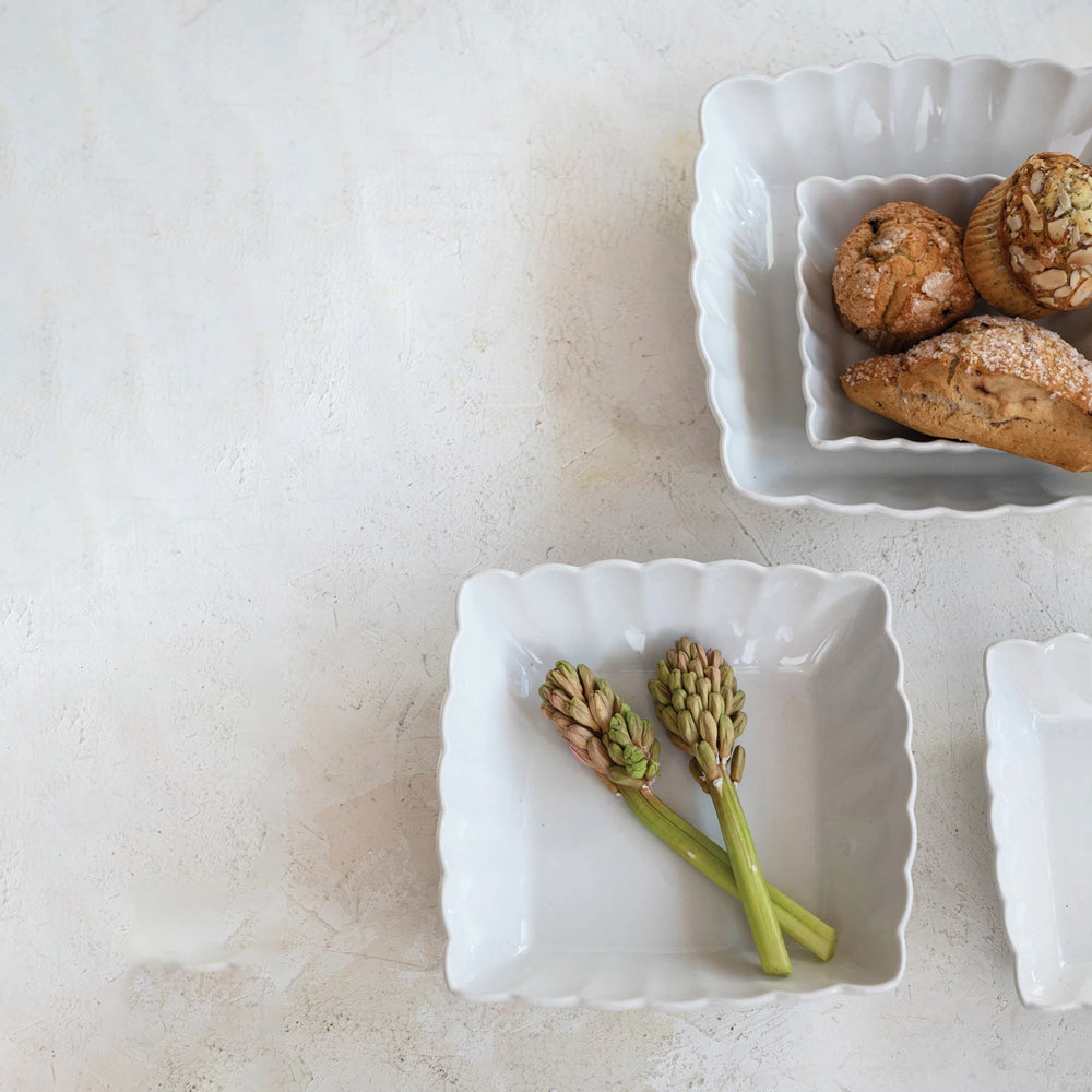 Scalloped Square Bowl