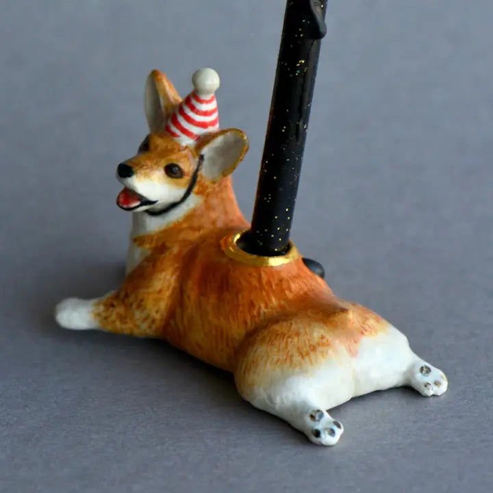 Corgi Cake Topper – Pink Antlers