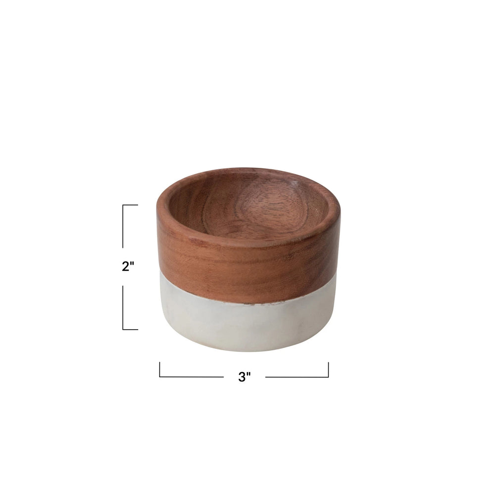 Marble & Acacia Wood Pinch Pot