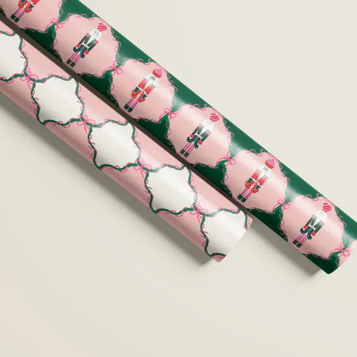 Pink Nutcracker Trellis & Bows Gift Wrap