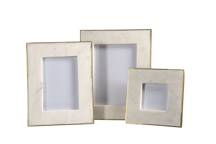 Marble with Brass Edge Frame, 3 x 3