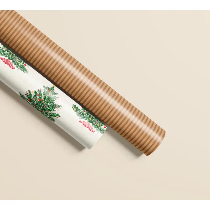 Christmas Tree & Toffee Stripe Gift Wrap