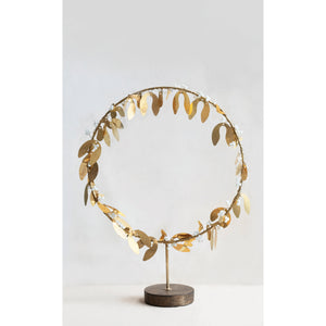 Bead Wreath on Stand with Leaves and Berries